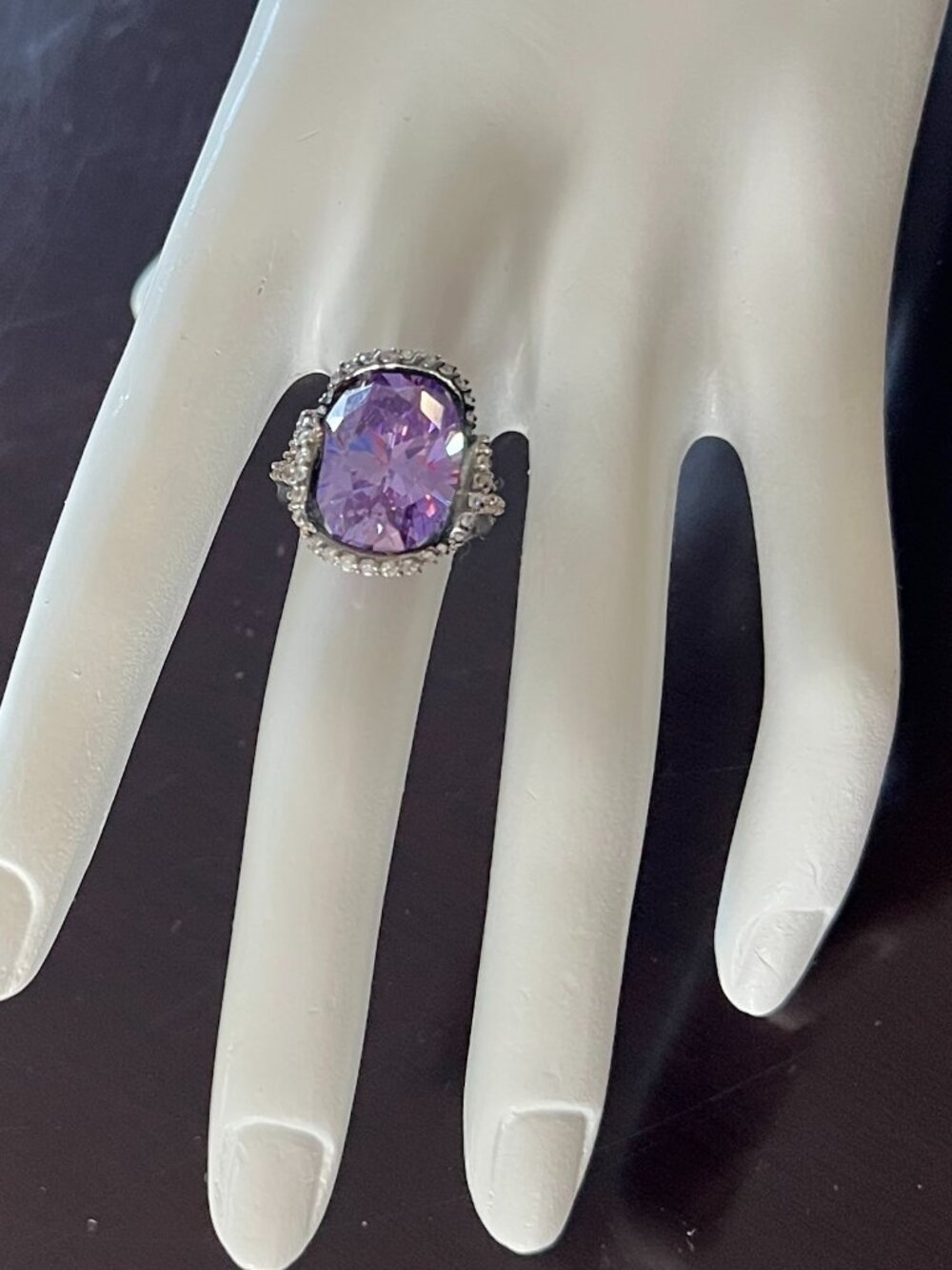 Vintage ESPO 925 Tanzanite & CZ Cocktail Ring size 6